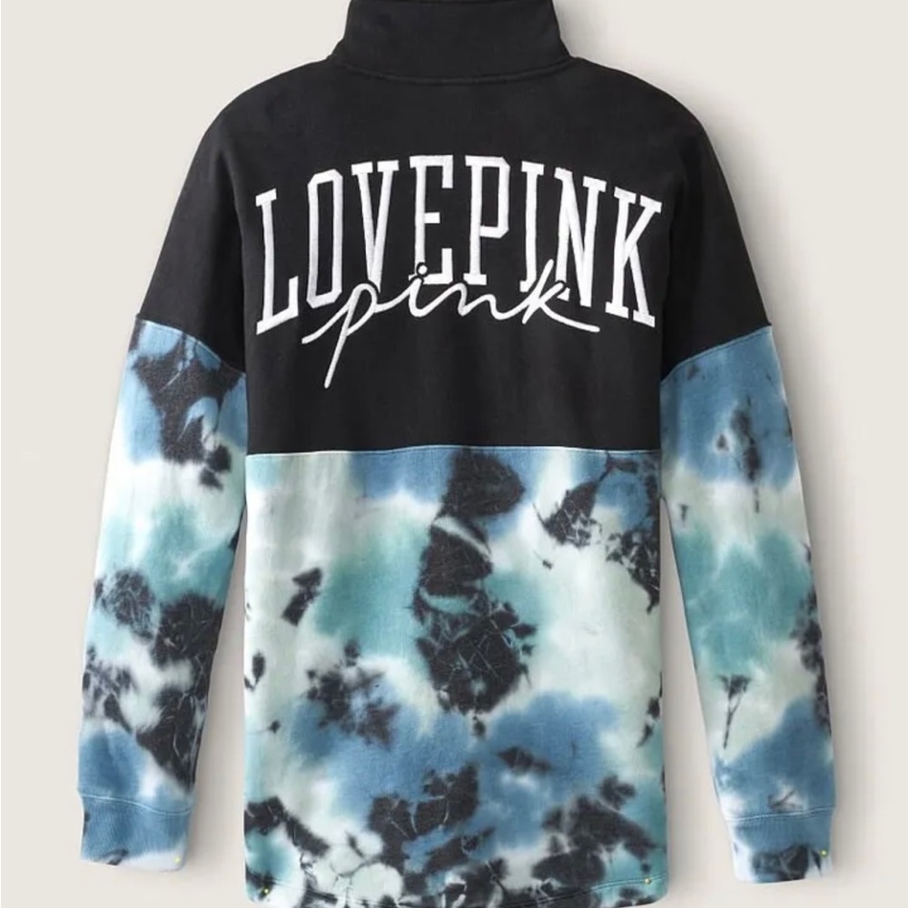 PINK VARSITY HALF ZIP PULLOVER